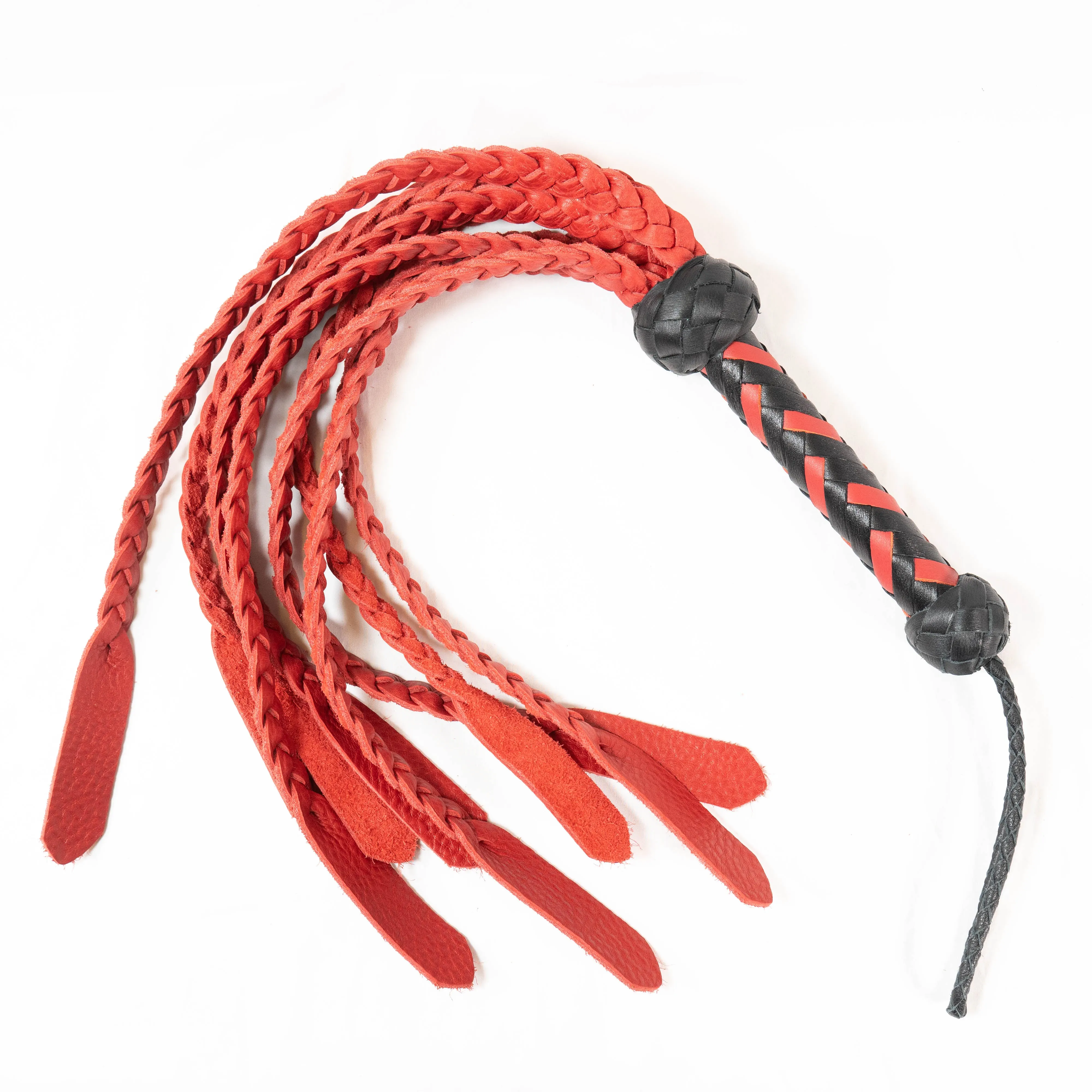 Rapture Leather Medusa Flogger in Red & Black