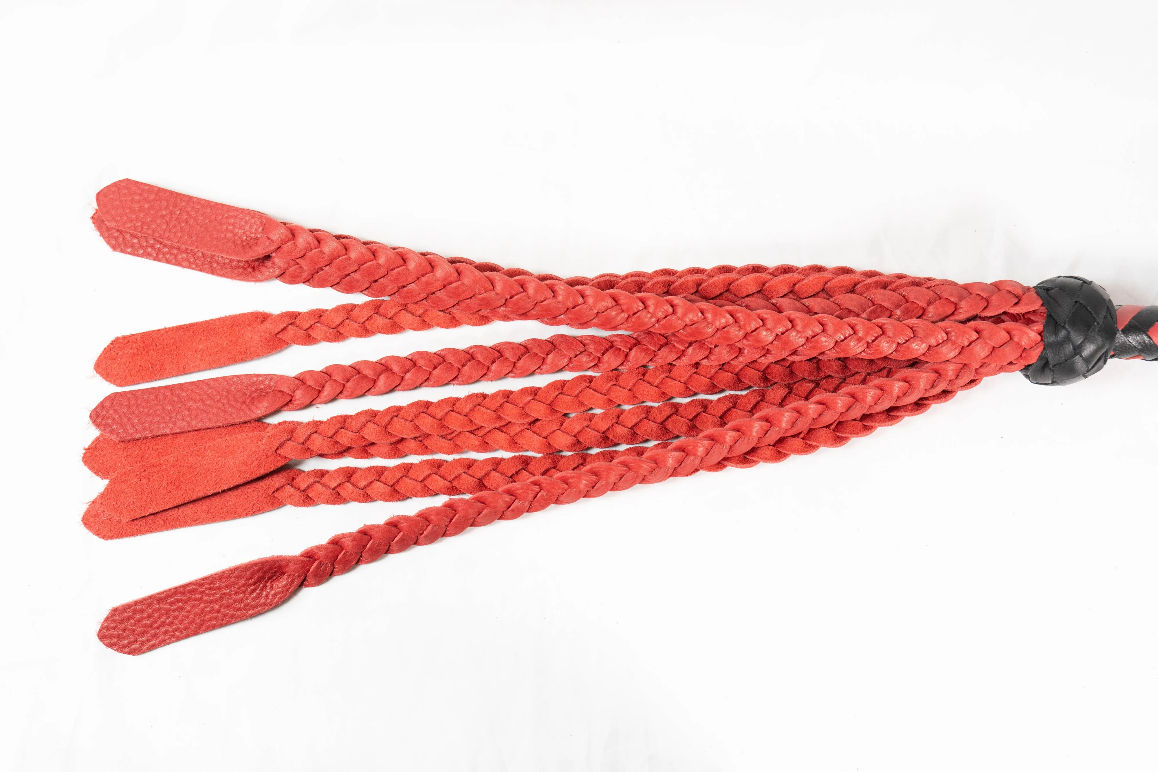 Rapture Leather Medusa Flogger in Red & Black
