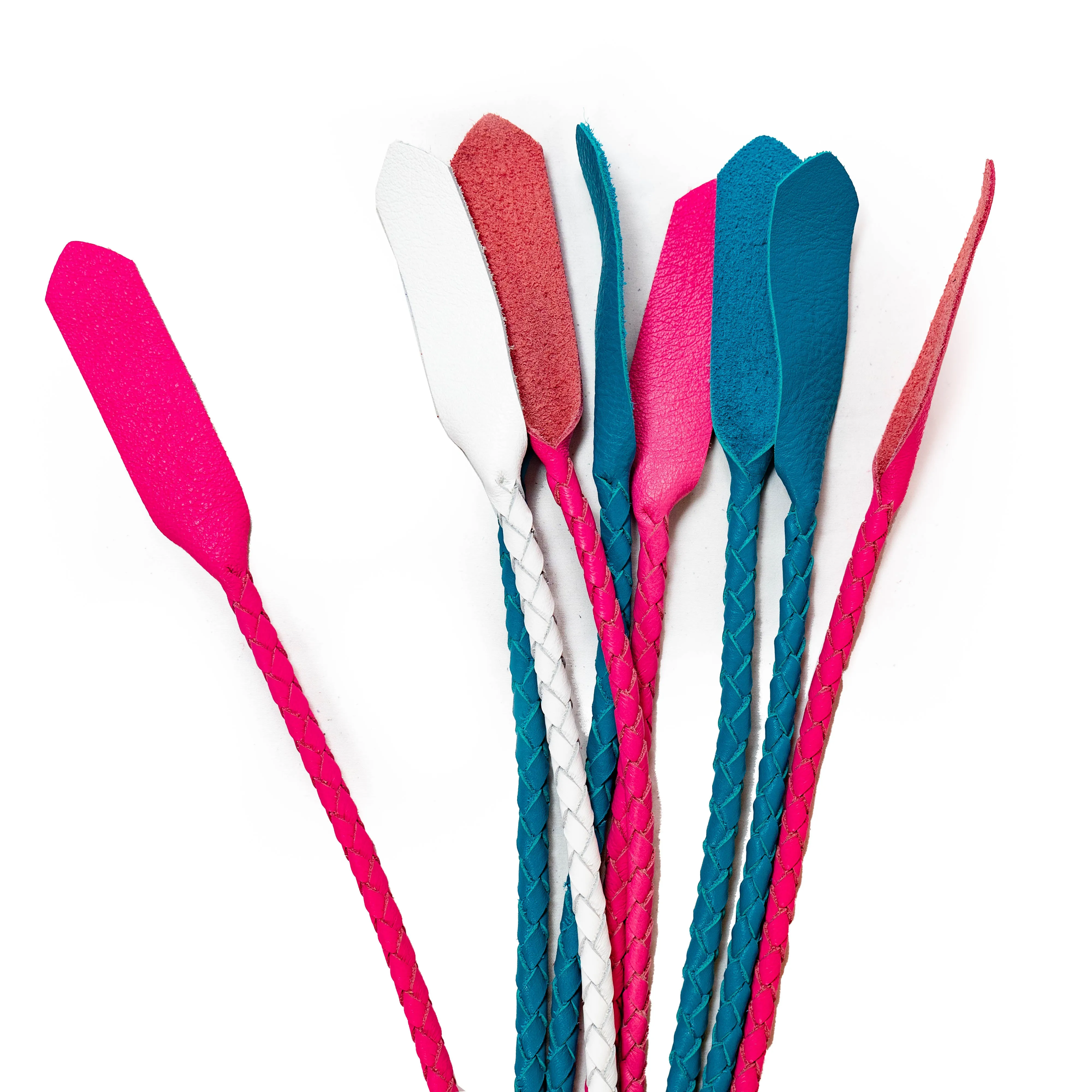 Rapture Leather Medusa Flogger in Trans Pride Colors