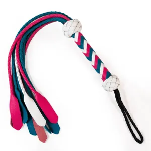Rapture Leather Medusa Flogger in Trans Pride Colors