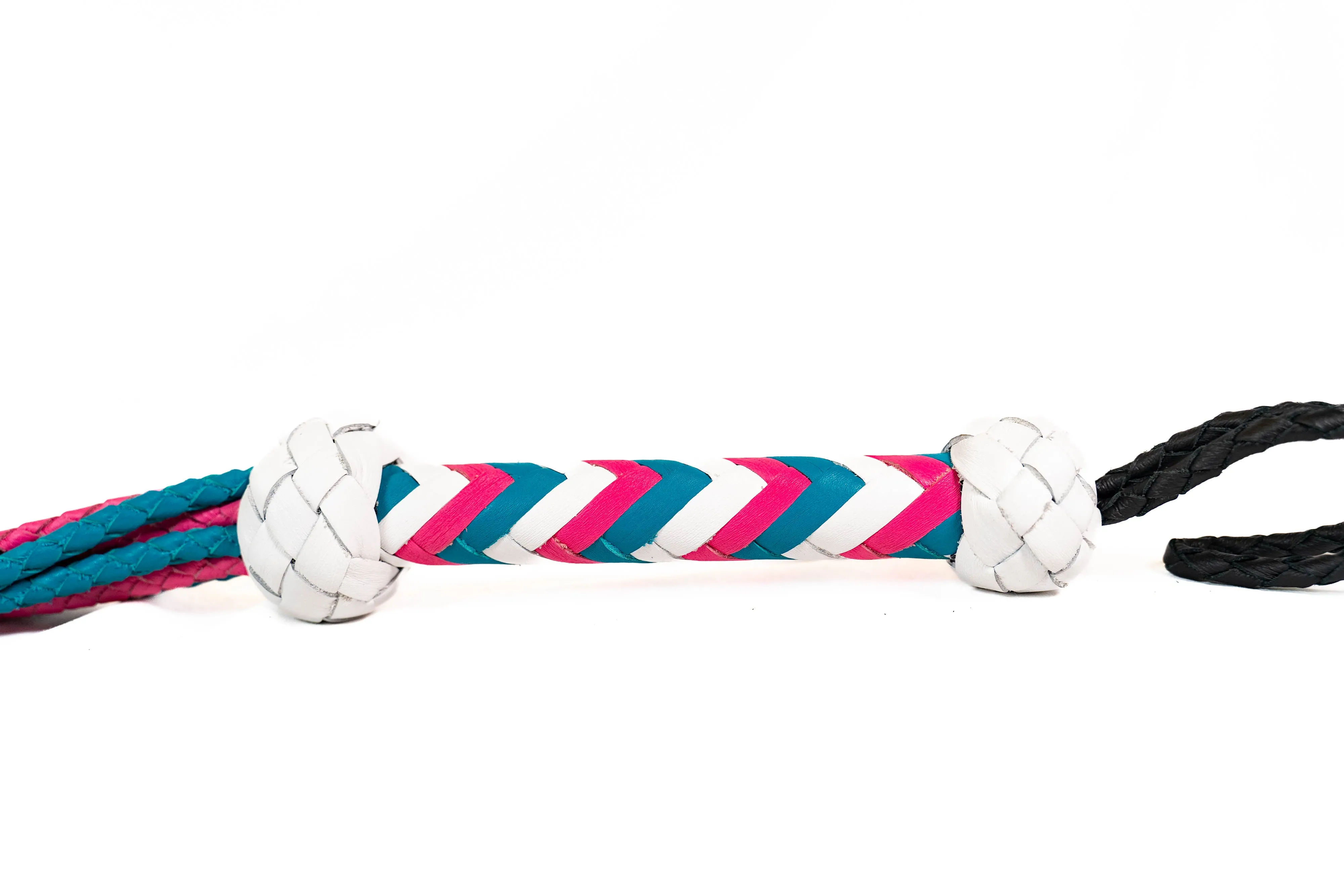 Rapture Leather Medusa Flogger in Trans Pride Colors