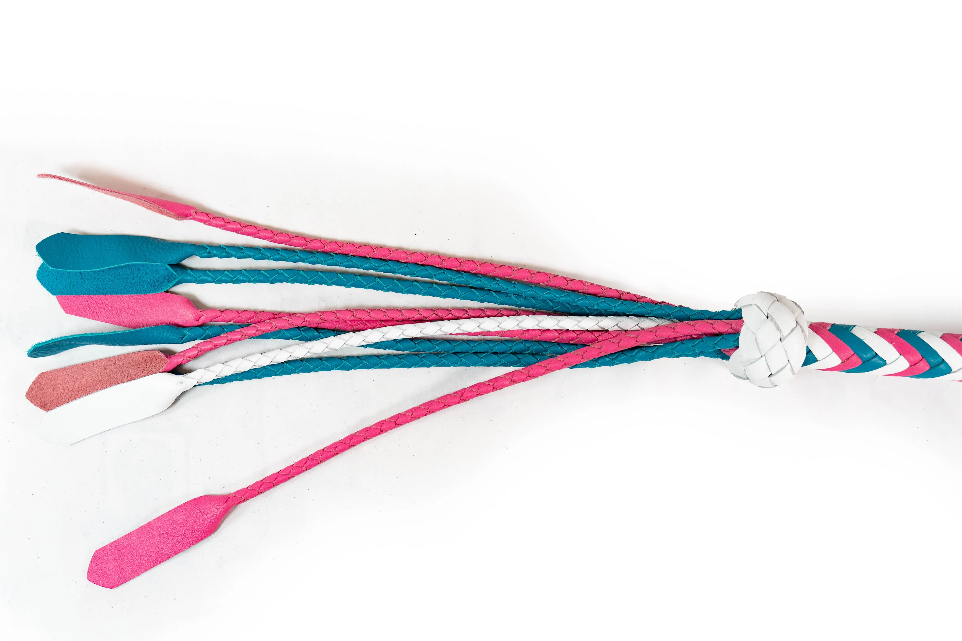 Rapture Leather Medusa Flogger in Trans Pride Colors