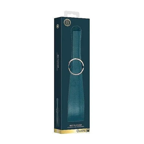 Shots Ouch! Halo Ringed Belt Flogger Green