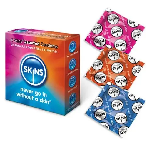 Skins Assorted Lubricated Premium 4 Pack Natural Condoms