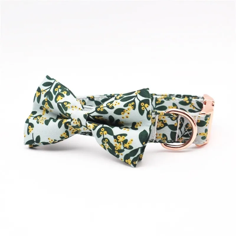 Summer Greens: Personalized Bow Collar And Leash Set