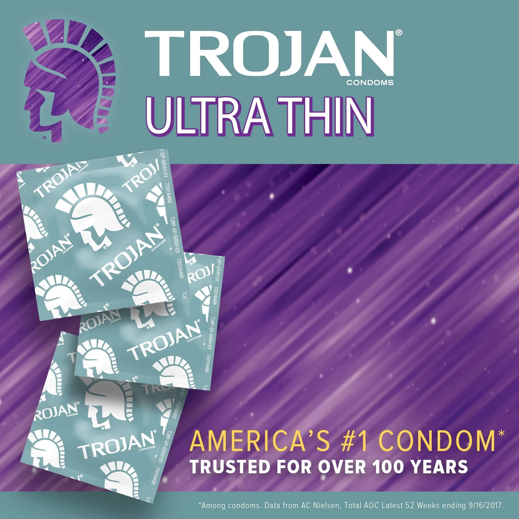 Trojan Ultra Thin Lubricated Condoms - 3 Count, Pack of 6