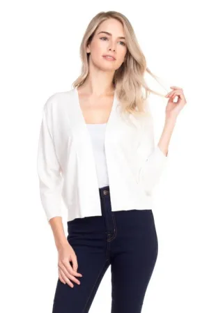 White 3/4 Sleeve Cardigan