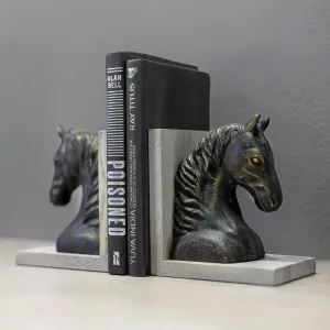 Wooden Raven Bookend | Horse Design | Black