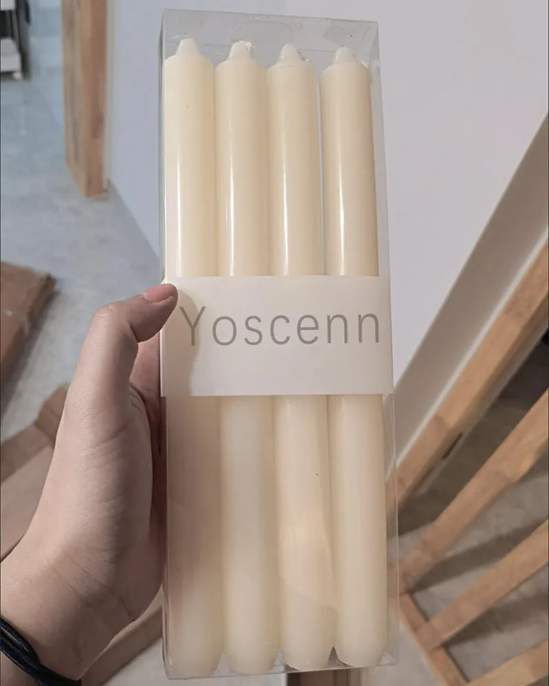 Yoscenn scented candle, 4 tall cone candles-10 inch white drip-free, odorless dinner candle-paraffin wax with cotton wick-8 hours burning time